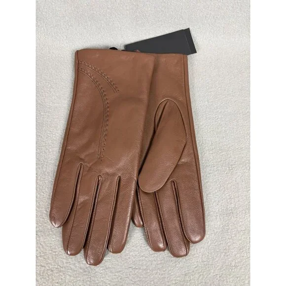 Marcus Adler Brown Leather Women's Touchscreen Gloves Size Large New With Tag's - Picture 4 of 6